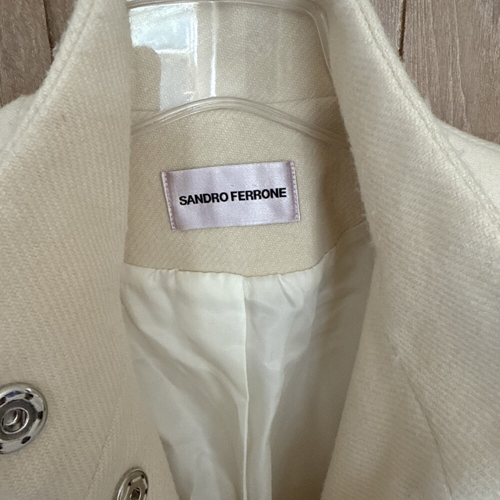 Sandro Ferrone Italian Ivory Cream Peacoat Jacket Womens EU 42 Made Italy Size M - Picture 2 of 8